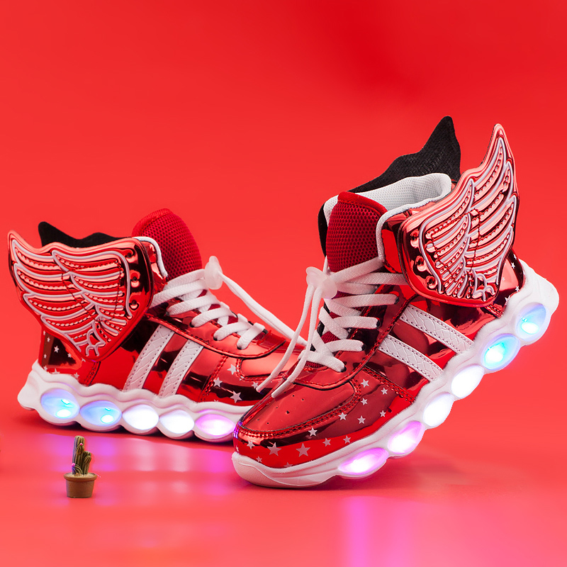 LED Light Up Shoes Kids Boys Girls Flashing Wings Sneakers - Anrbo.com