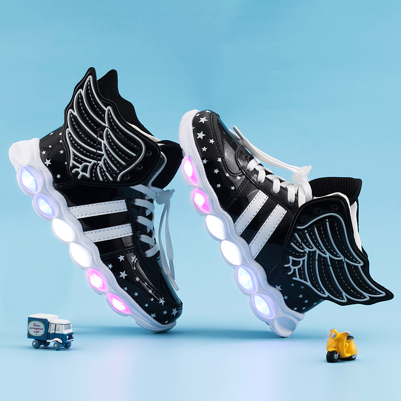LED Light Up Shoes Kids Boys Girls Flashing Wings Sneakers - Anrbo.com