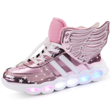LED Light Up Shoes Kids Boys Girls Flashing Wings Sneakers