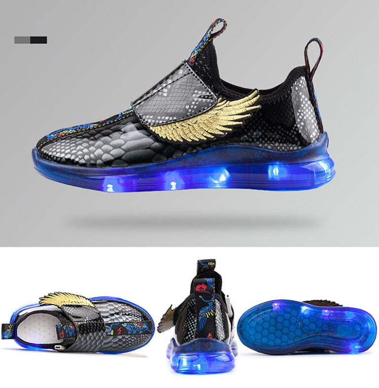 LED Light Up Shoes Kids Boys Girls 3 Colors Flashing Wings Sneakers ...