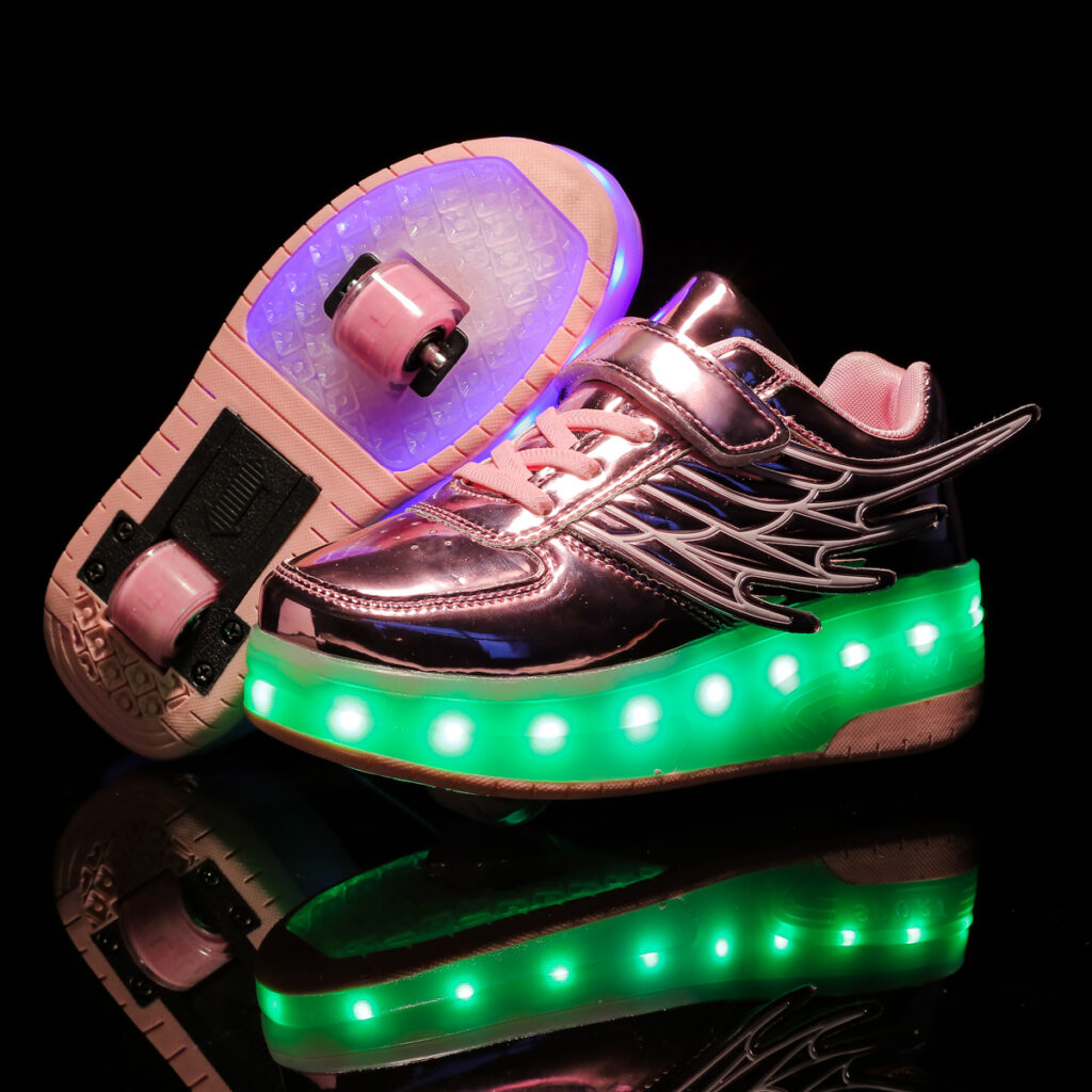Light Up Shoes Boys Girls Kids Roller Skates Sneakers USB Charge LED