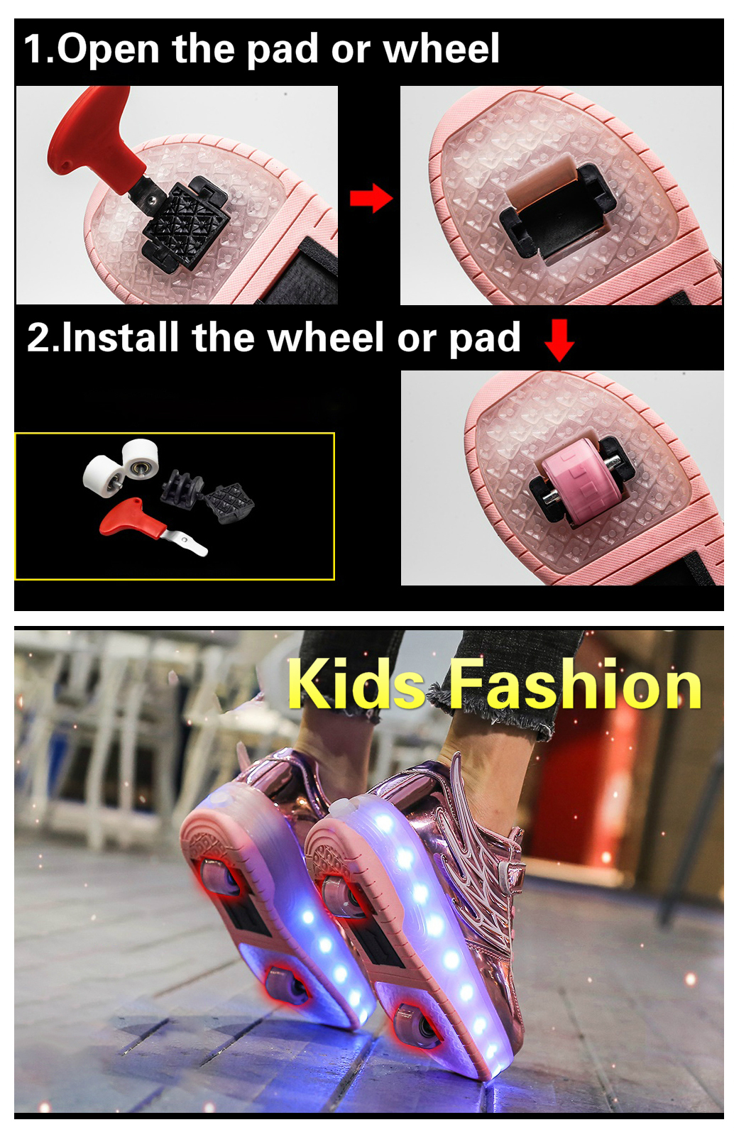 LED Kids Light Up Shoes Fashion Pop Baby Light Up Sneakers Boys