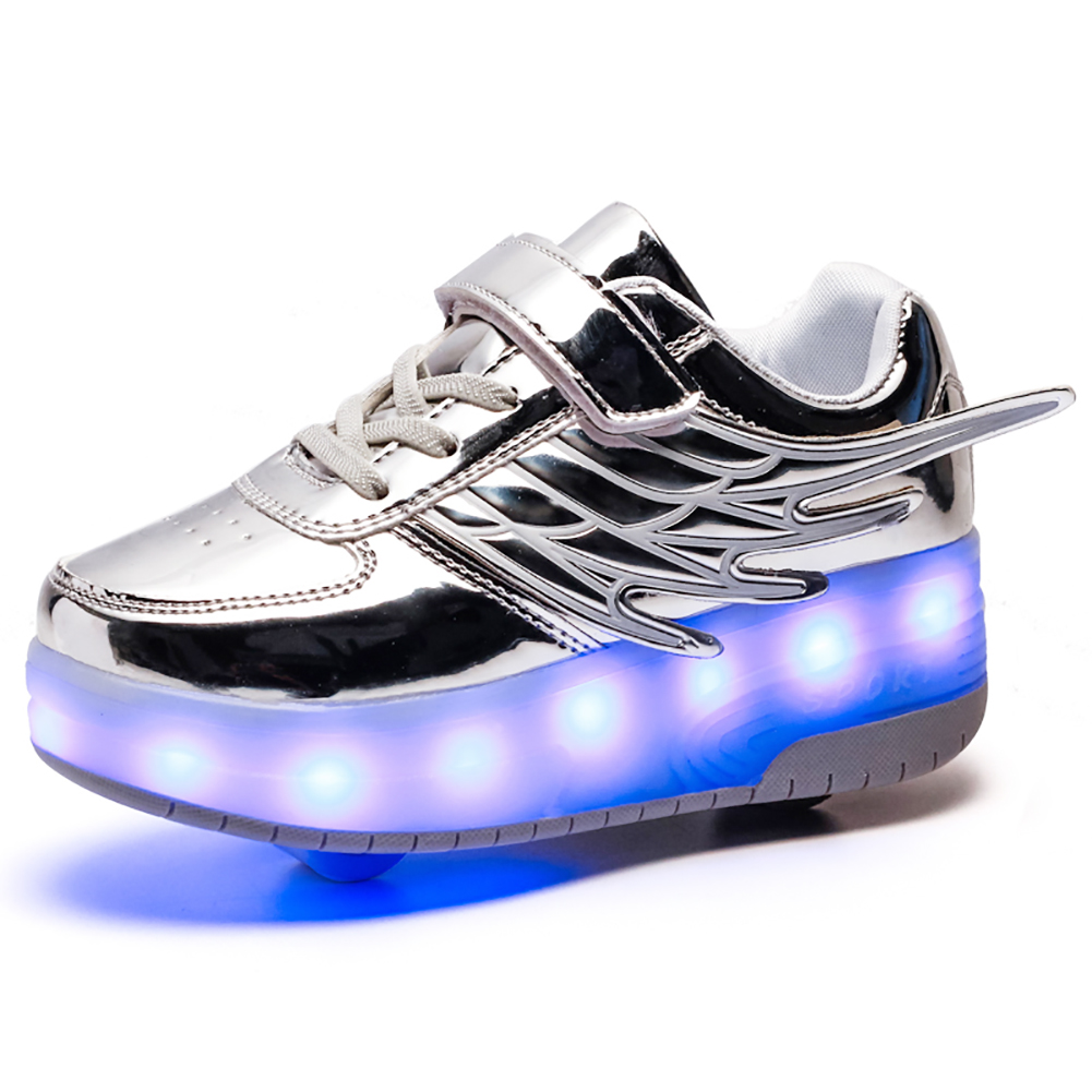 Light Up Shoes Boys Girls Kids Roller Skates Sneakers Usb Charge Led 973