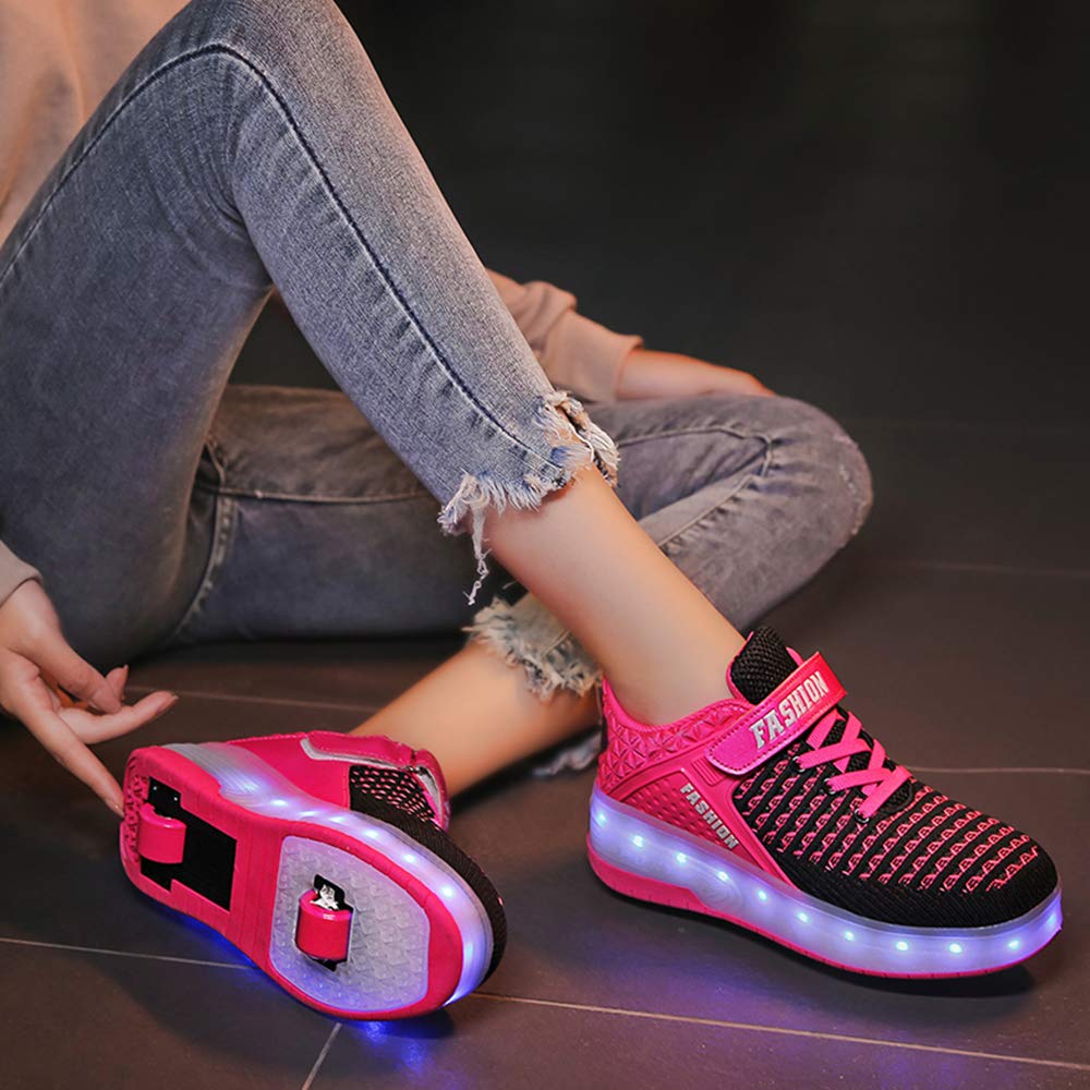 Kids LED Fashion Sneakers Girls Boys Flashing Roller Skate Sport Shoes Recharge 