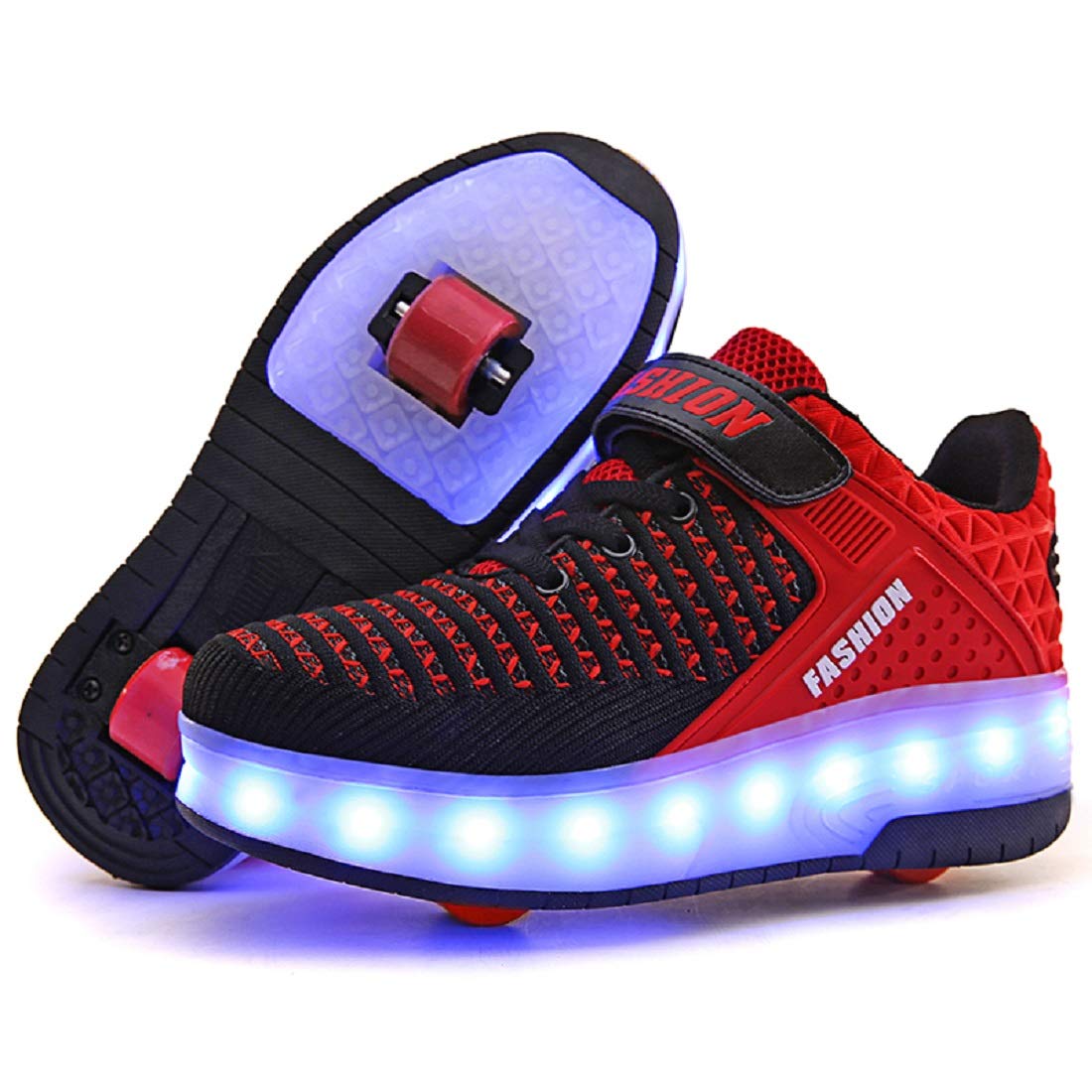 VMATE LED Light up Roller Skate Shoes Blink Single Wheel Fashion Sports Flashing Sneaker Boys Girls Kid 