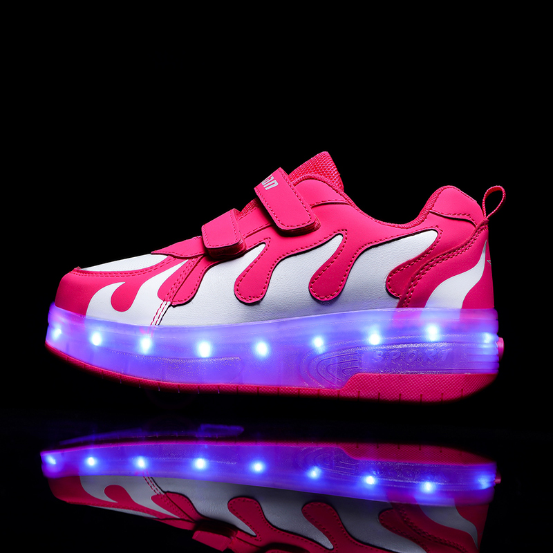 Roller Skates Boys Girls Kids Light Up Shoes USB Charge LED Wheeled ...