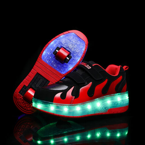 Roller Skates Boys Girls Kids Light Up Shoes USB Charge LED Wheeled Sneakers