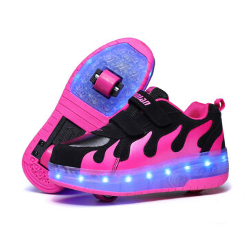 Roller Skates Boys Girls Kids Light Up Shoes USB Charge LED Wheeled Sneakers