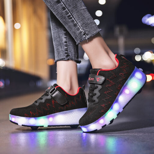 Roller Skates Girls Boys Kids Light Up Shoes Sneakers USB Charge LED Wheeled Skate