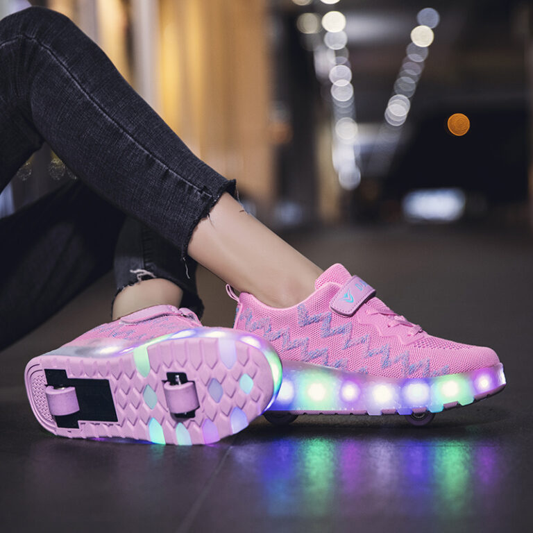 Roller Skates Girls Boys Kids Light Up Shoes Sneakers USB Charge LED ...