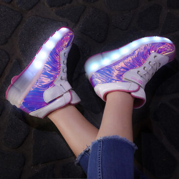 Roller Skates Kids Girls Boys Light Up Shoes USB Charge LED Wheeled Skate Sneakers