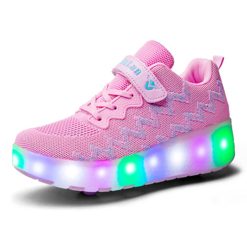 Roller Skates Girls Boys Kids Light Up Shoes Sneakers USB Charge LED Wheeled Skate