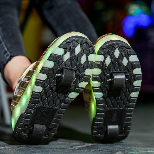 Roller Skates Kids Girls Boys Light Up Shoes Sneakers USB Charge LED Wheeled Skate