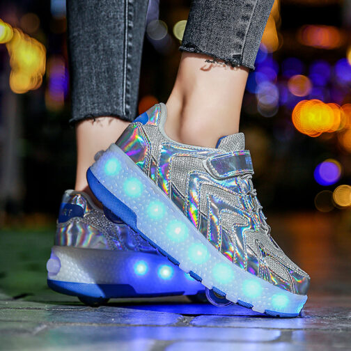 Roller Skates Kids Girls Boys Light Up Shoes Sneakers USB Charge LED Wheeled Skate