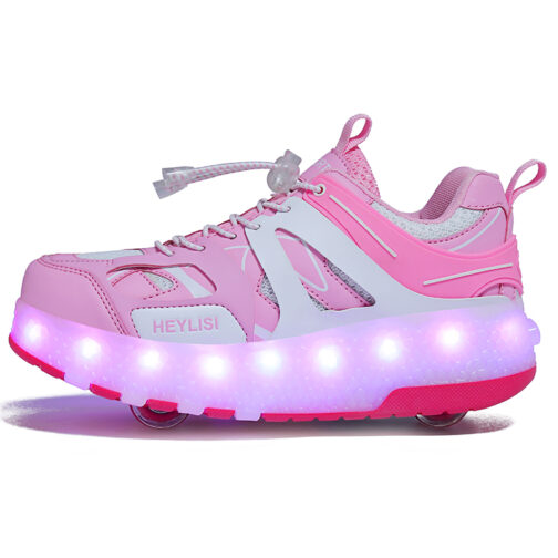 Roller Skates Boys Girls Kids Light Up Shoes Sneakers USB Charge LED Wheeled Skate