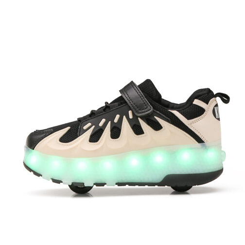 Roller Skates Boys Girls Kids Light Up Shoes USB Charge LED Wheeled Skate Flame Sneakers 2