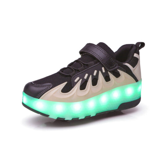 Roller Skates Boys Girls Kids Light Up Shoes USB Charge LED Wheeled Skate Flame Sneakers 4