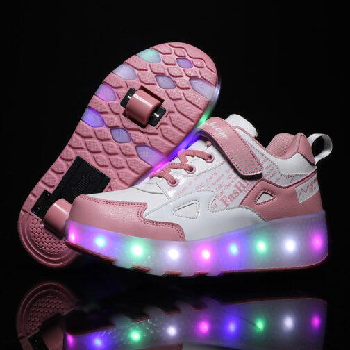 Light Up Shoes Boys Girls Kids Roller Skates USB Charge LED Wheeled Skate Sneakers
