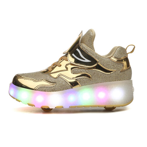 Light Up Shoes Kids Boys Girls Roller Skates USB Charge LED Wheeled Skate Sneakers 10
