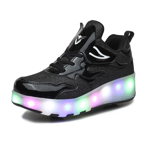 Light Up Shoes Kids Boys Girls Roller Skates USB Charge LED Wheeled Skate Sneakers 15