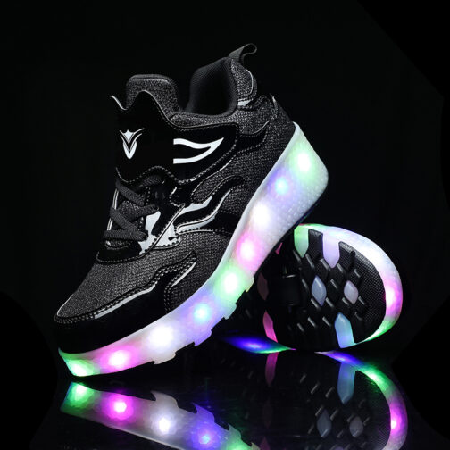 Light Up Shoes Kids Boys Girls Roller Skates USB Charge LED Wheeled Skate Sneakers 30
