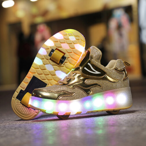 Light Up Shoes Kids Boys Girls Roller Skates USB Charge LED Wheeled Skate Sneakers