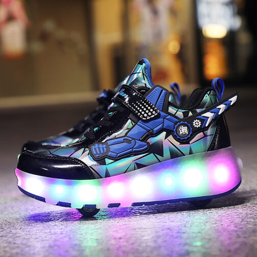 Roller Skates Boys Girls Kids Light Up Shoes Wheeled Skate USB Charge LED Sneakers