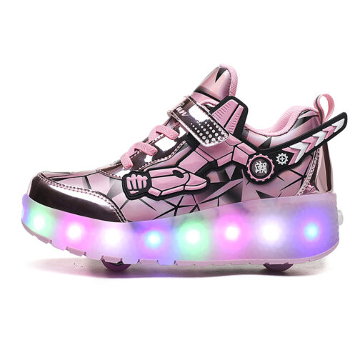 Roller Skates Boys Girls Kids Light Up Shoes Wheeled Skate USB Charge LED Sneakers