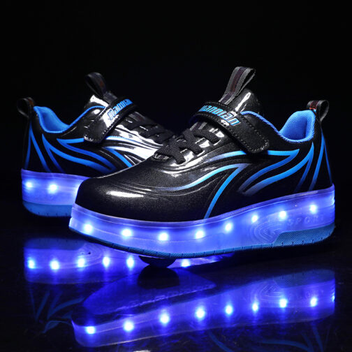 Light Up Shoes Boys Kids Girls Roller Skates Sneakers USB Charge LED Wheeled Skate