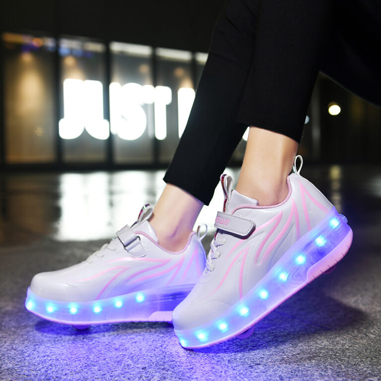 Light Up Shoes Boys Kids Girls Roller Skates Sneakers USB Charge LED ...