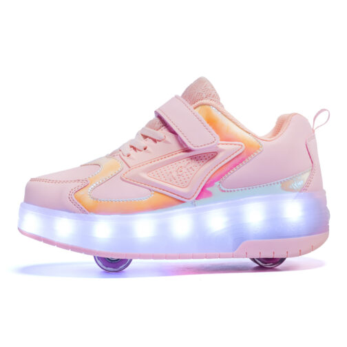 Light Up Shoes Kids Boys Girls Roller Skates Sneakers USB Charge LED Wheeled Skate