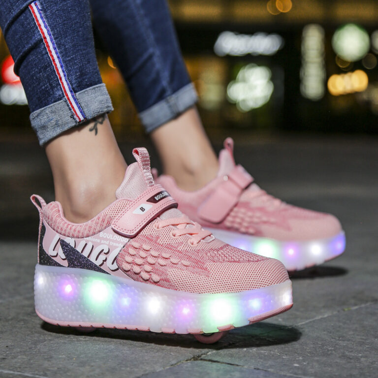 Roller Skates Girls Boys Kids Light Up Shoes USB Charge LED Wheeled ...