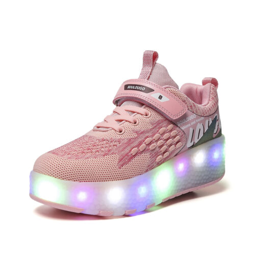 Roller Skates Girls Boys Kids Light Up Shoes USB Charge LED Wheeled Skate Sneakers