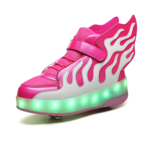 Roller Skates Kids Boys Girls Light Up Shoes USB Charge LED Wheeled Skate Sneakers