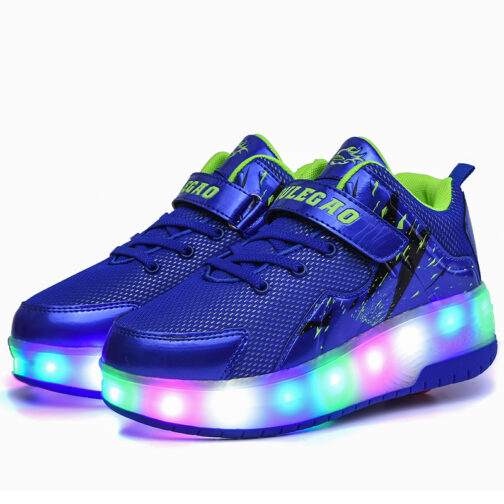 Roller Skates Light Up Shoes Kids Boys Girls USB Charge LED Wheeled Skate Sneakers