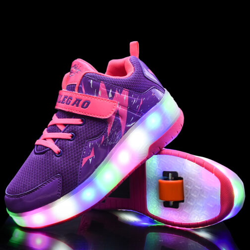 Roller Skates Light Up Shoes Kids Boys Girls USB Charge LED Wheeled Skate Sneakers