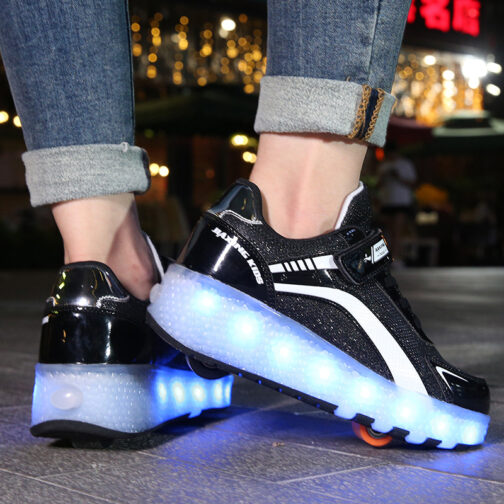 Roller Skates Light Up Shoes Kids Girls Boys USB Charge LED Wheeled Skate Sneakers
