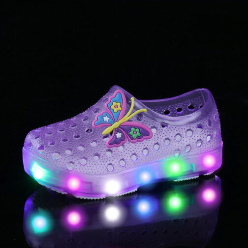 Kids Boys Girls LED Light Up Garden Shoes Clogs Slippers Toddler Slip On Beach Sandals 3