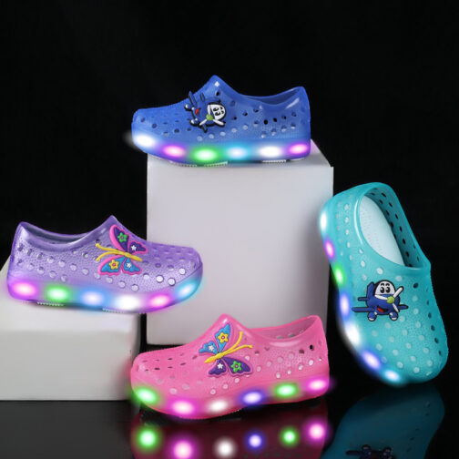 Kids Boys Girls LED Light Up Garden Shoes Clogs Slippers Toddler Slip On Beach Sandals 5