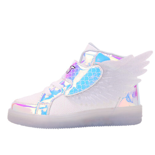 LED Light Up Shoes Kids Boys Girls 4 Color Flashing Wings Sneakers