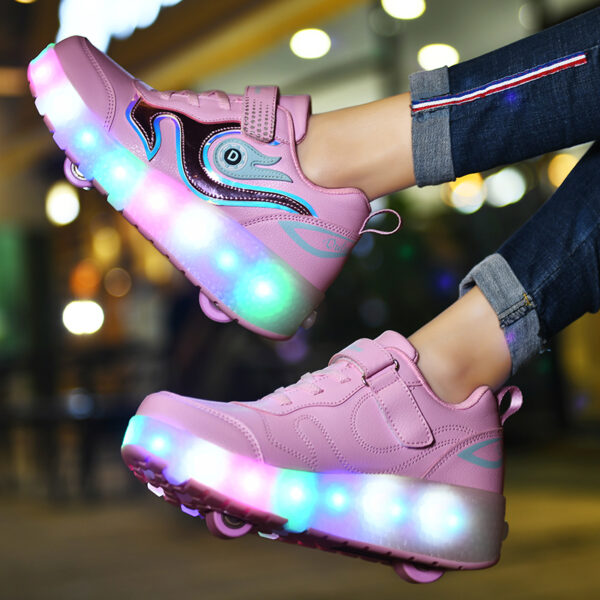 Roller Skates Girls Boys Kids Light Up Shoes LED Wheeled Skate Sneakers ...