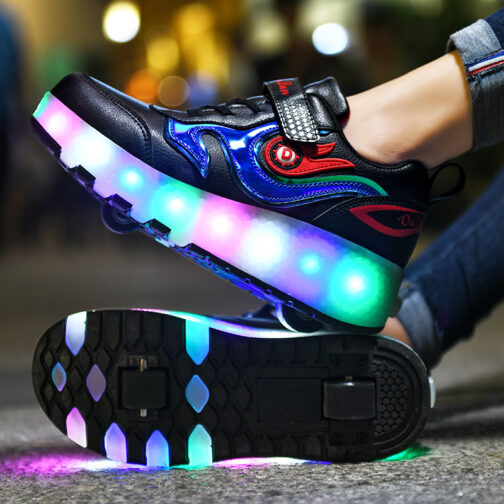 Roller Skates Girls Boys Kids Light Up Shoes LED Wheeled Skate Sneakers