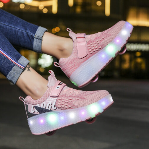 Boys Girls Roller Skates Kids Led Light Up Shoes Sneakers Skating Shoes for Beginners