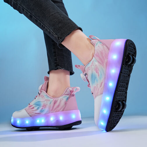 Roller Skates Light Up Shoes Kids LED Wheeled Skate Sneakers