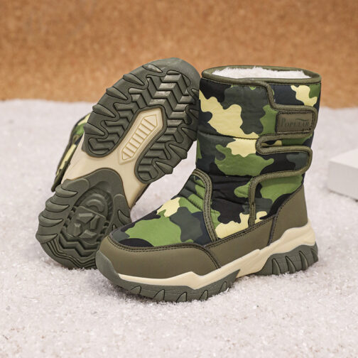 Kids Snow Boots Boys Camouflage Winter Shoes