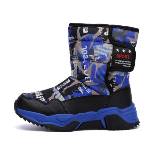 Kids Snow Boots Boys Girls Easy-On Winter Shoes