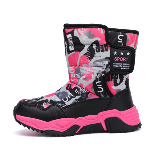 Kids Snow Boots Boys Girls Easy-On Winter Shoes