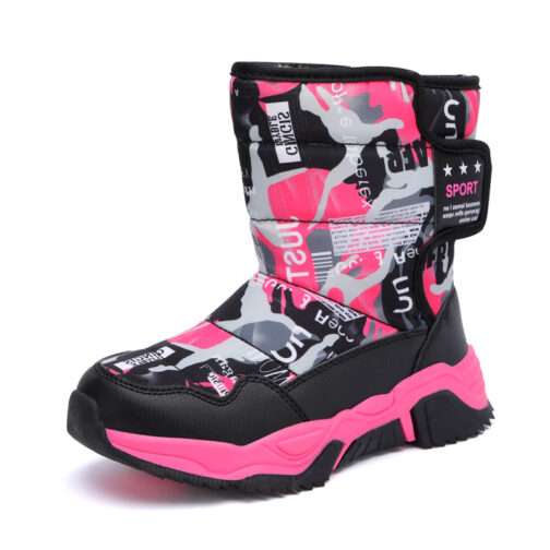 Kids Snow Boots Boys Girls Easy-On Winter Shoes