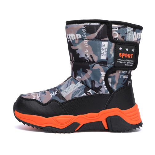 Kids Snow Boots Boys Girls Easy-On Winter Shoes