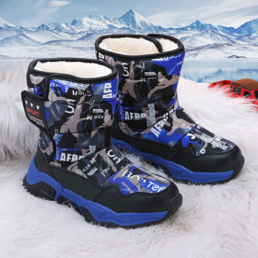 Kids Snow Boots Boys Girls Easy-On Winter Shoes